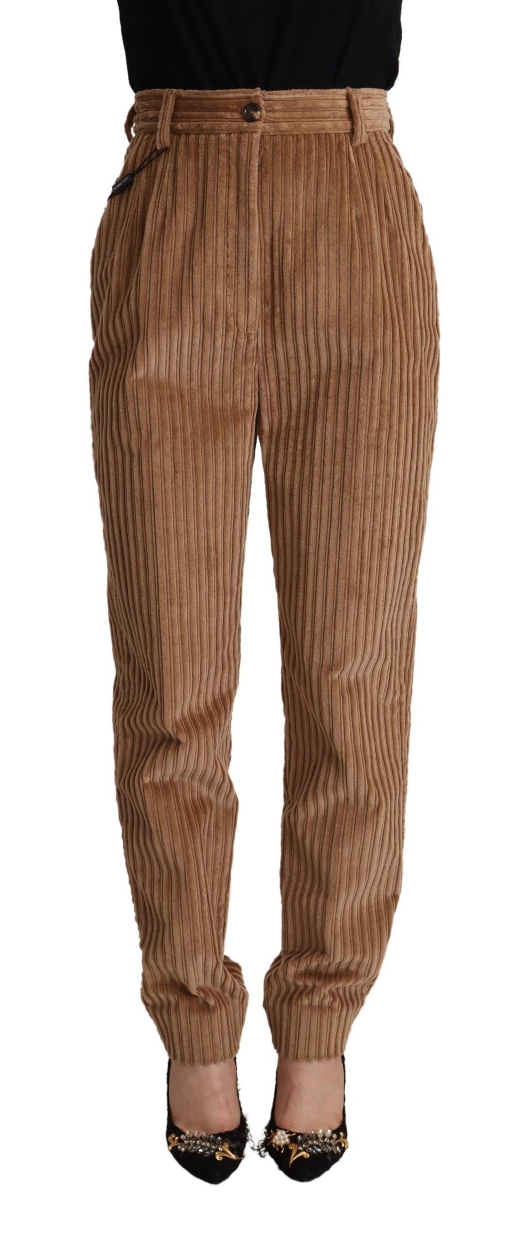 Dolce & Gabbana Elegant tapered corduroy trousers with high waist