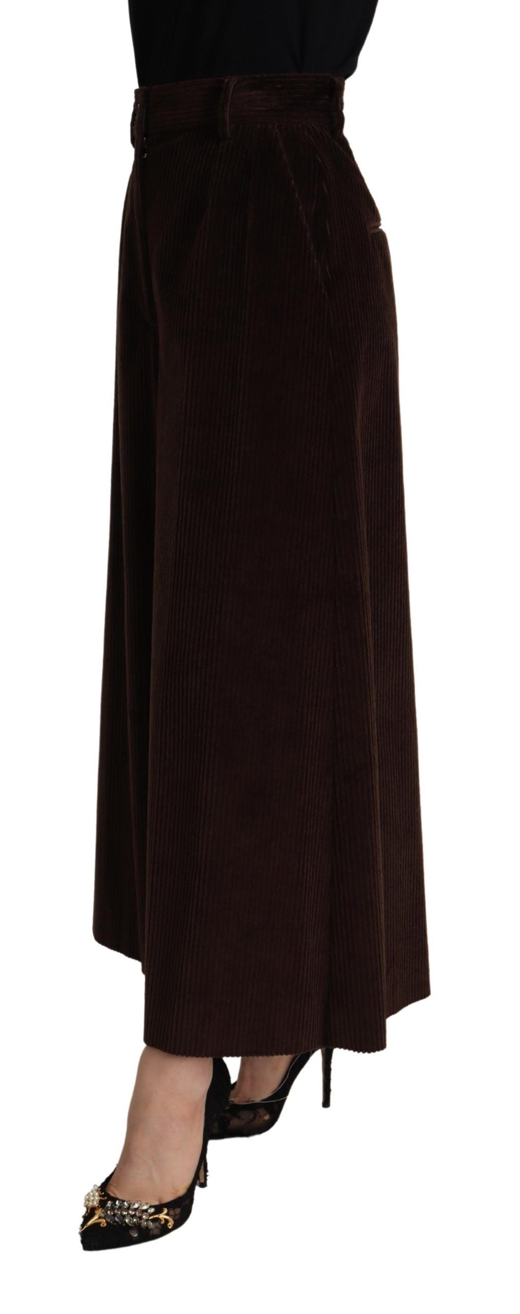 Dolce & Gabbana Chic burgundy corduroy trousers with high waist