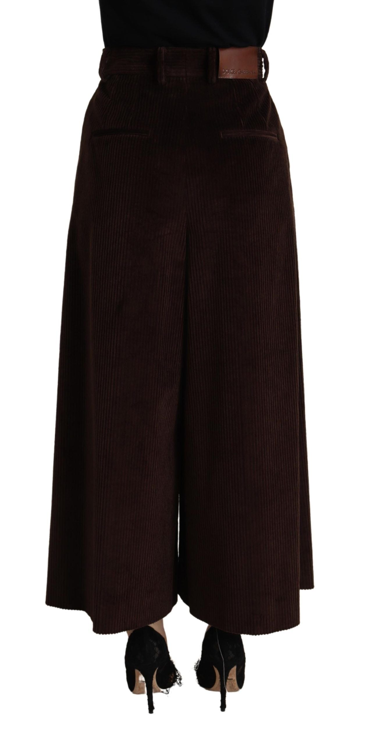 Dolce & Gabbana Chic burgundy corduroy trousers with high waist
