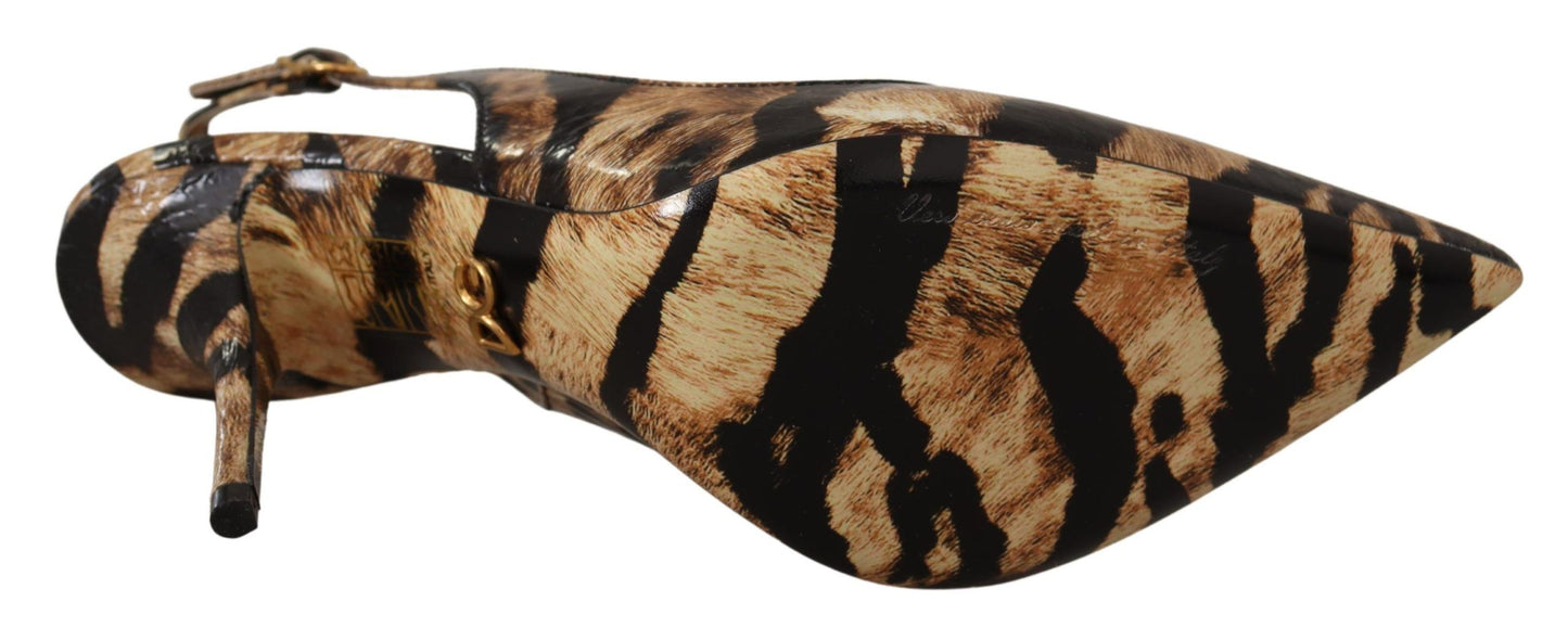 Dolce & Gabbana tiger pattern slingback heels pumps