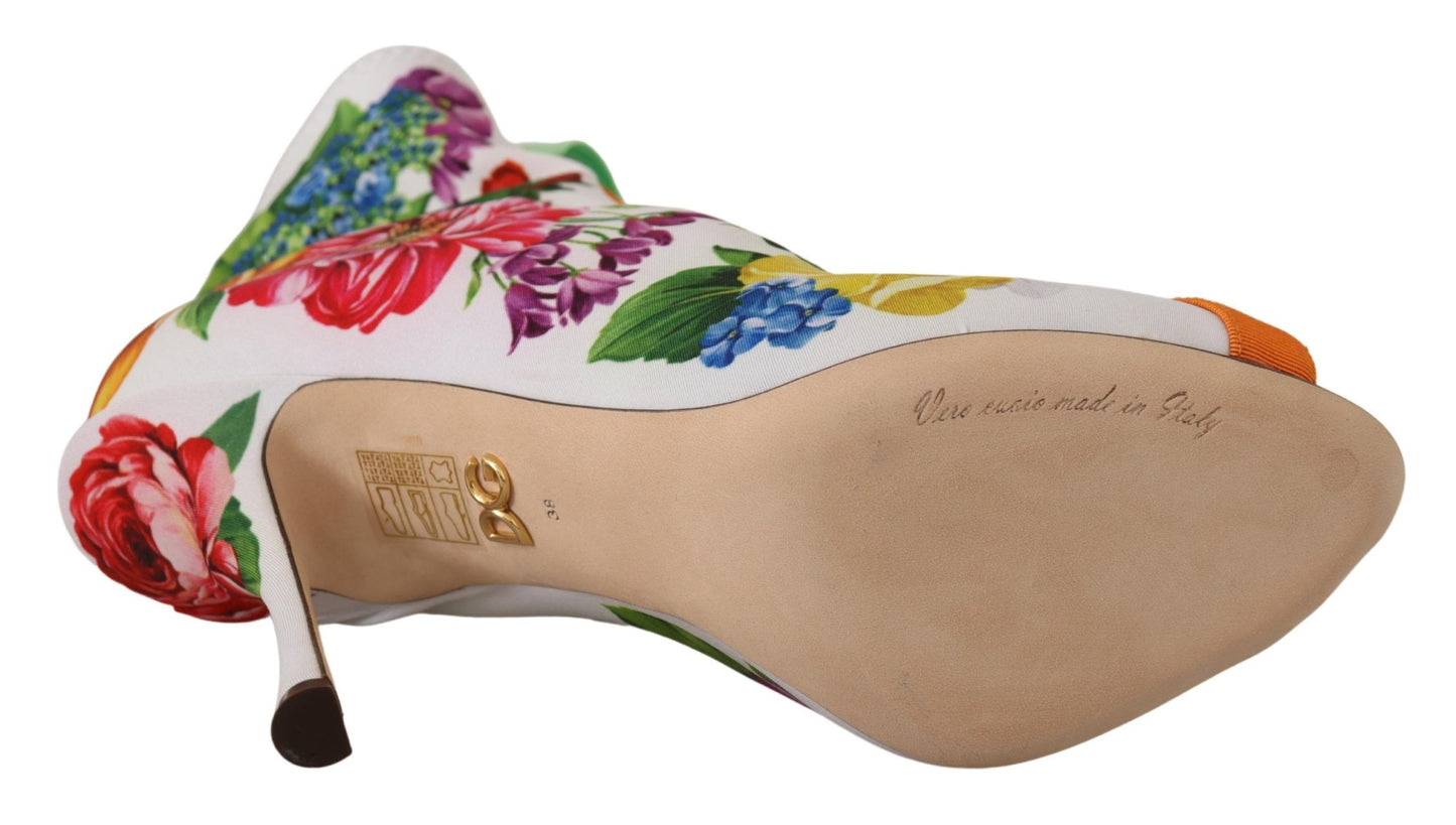 Dolce & Gabbana Floral Open Jersey Heels