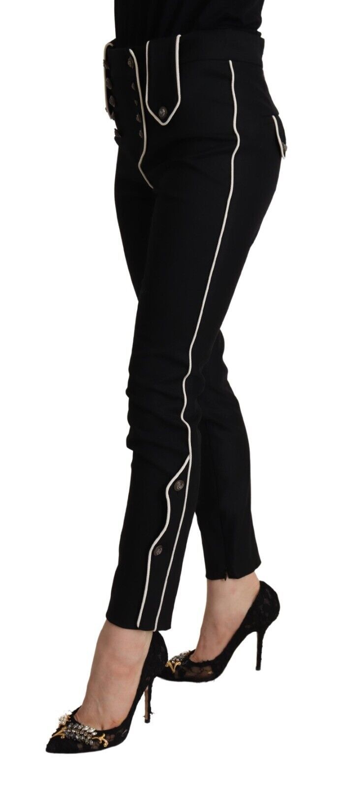 Dolce & Gabbana Elegant slim fit trousers with high waist