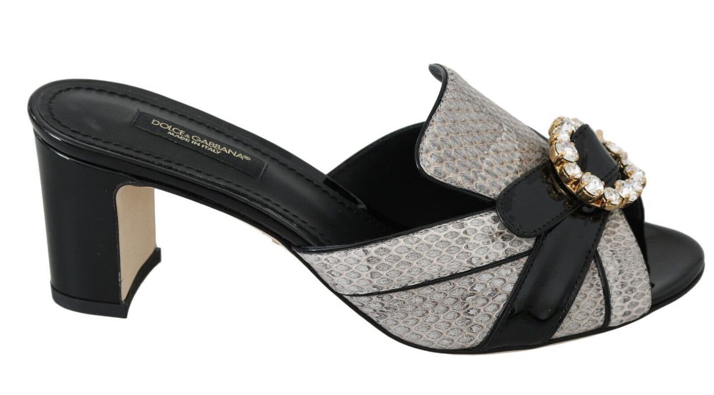 Dolce & Gabbana exotic leather sandals with crystal embellishments
