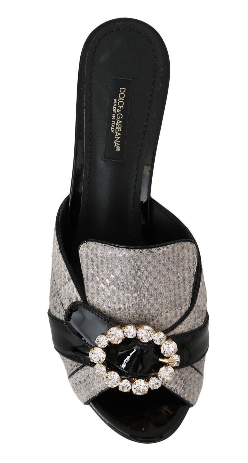 Dolce & Gabbana exotic leather sandals with crystal embellishments