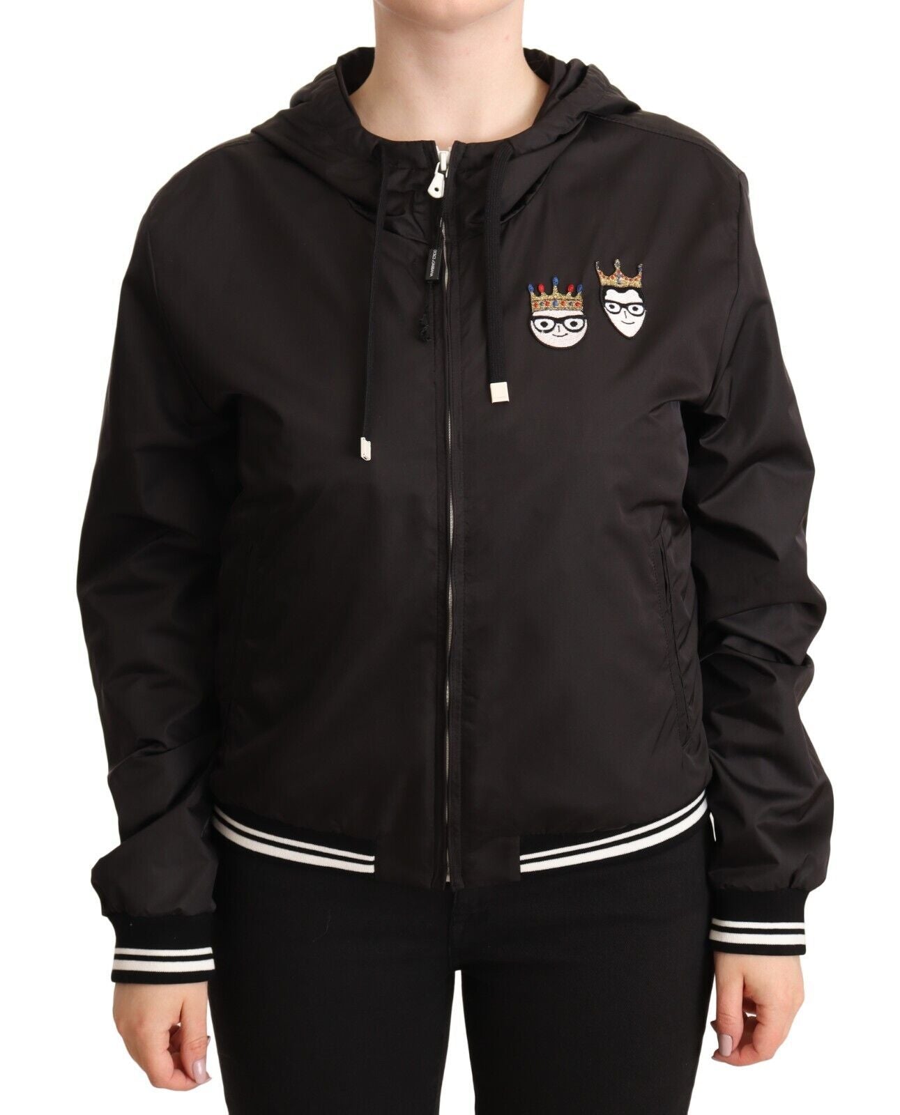 Dolce & Gabbana Elegant black bomber jacket with hood