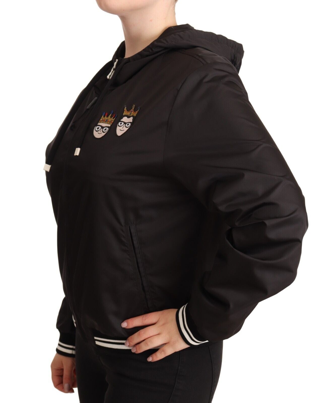 Dolce & Gabbana Elegant black bomber jacket with hood
