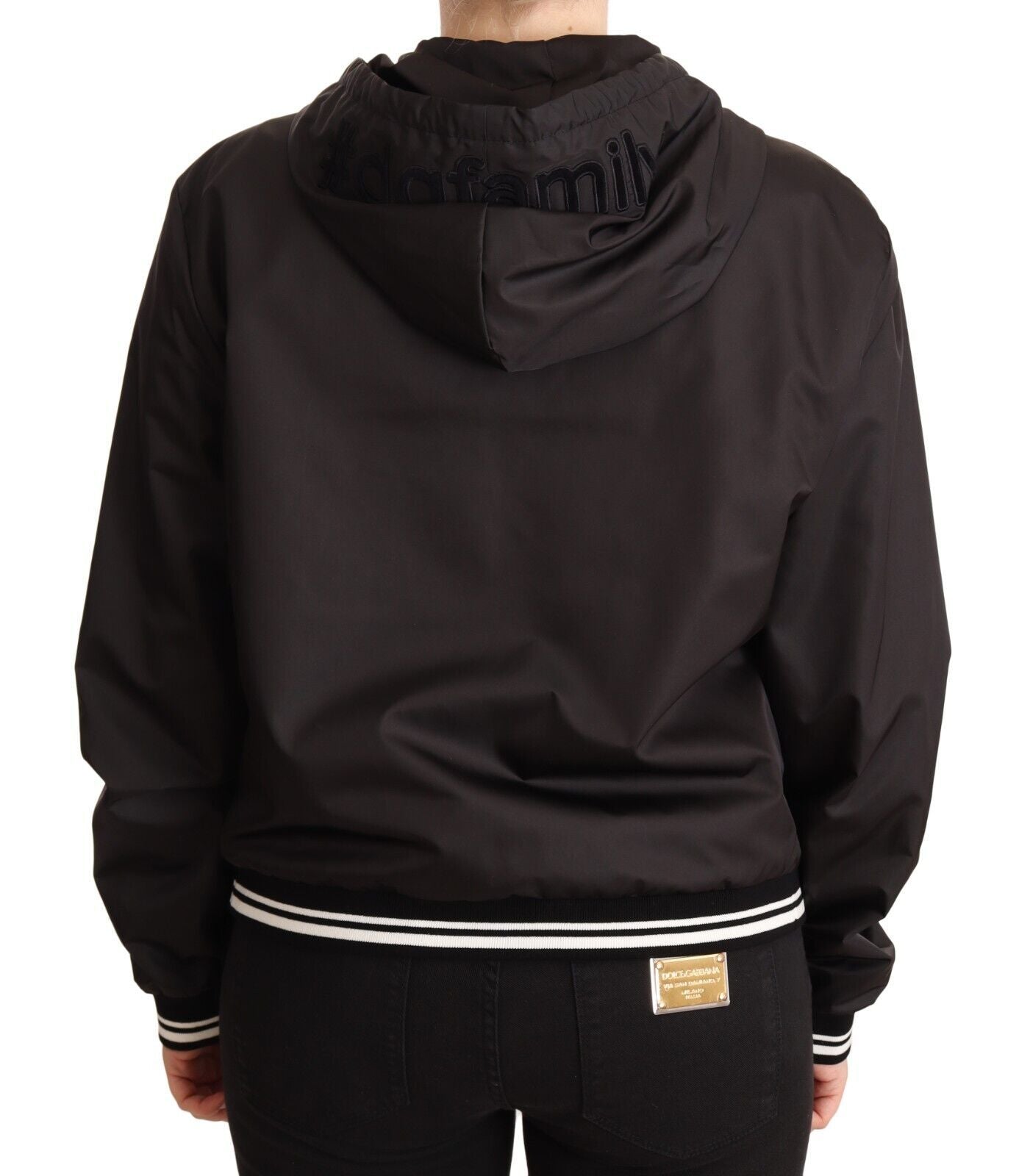 Dolce & Gabbana Elegant black bomber jacket with hood