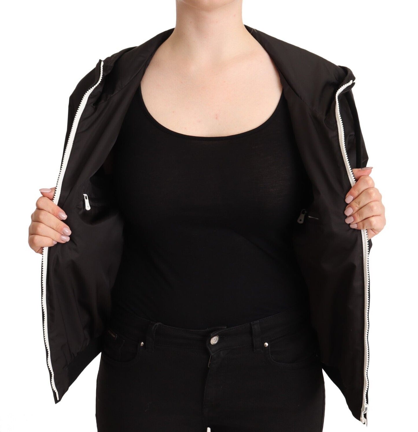 Dolce & Gabbana Elegant black bomber jacket with hood