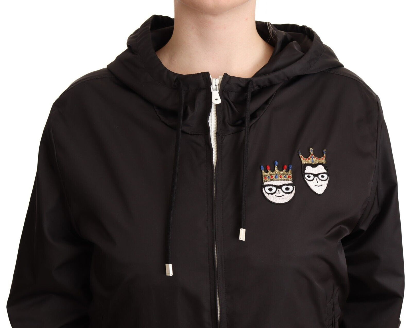 Dolce & Gabbana Elegant black bomber jacket with hood