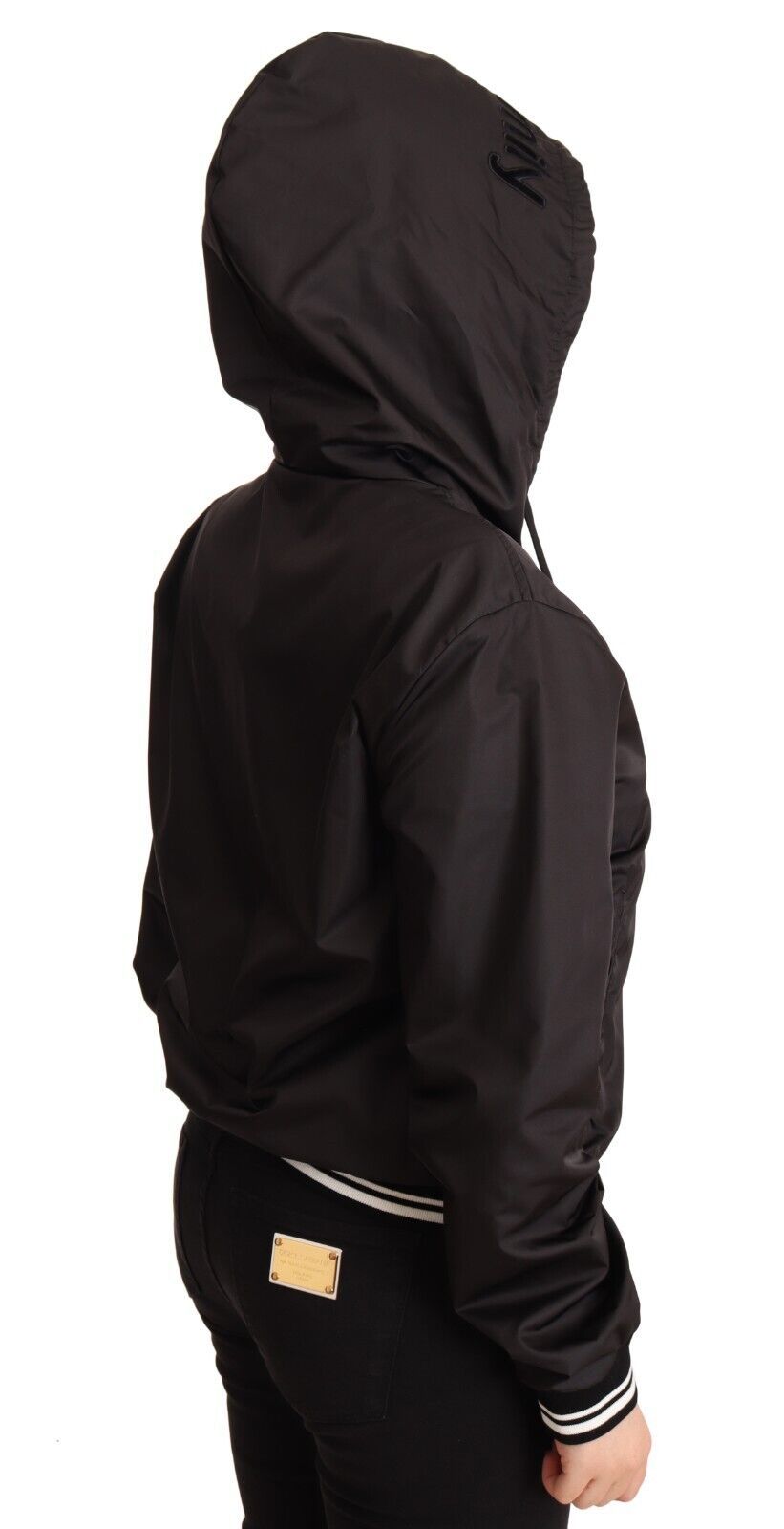 Dolce & Gabbana Elegant black bomber jacket with hood