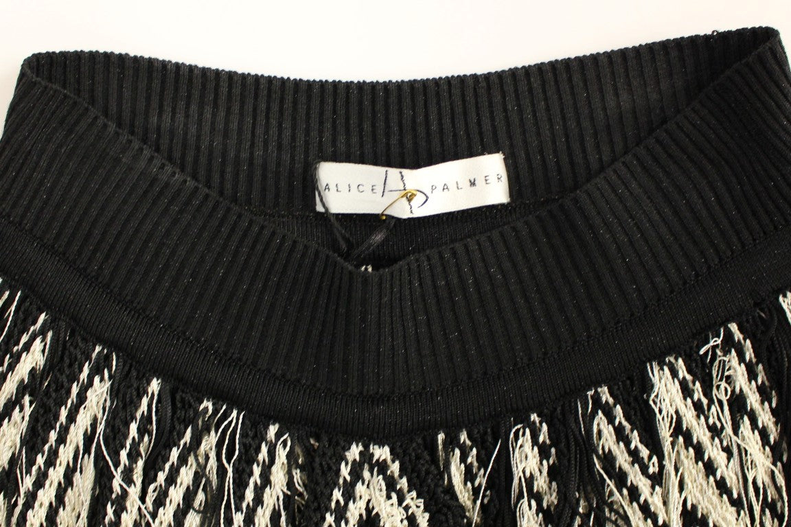 Alice Palmer Weiß Schwarz Assymetrischer Strickrock
