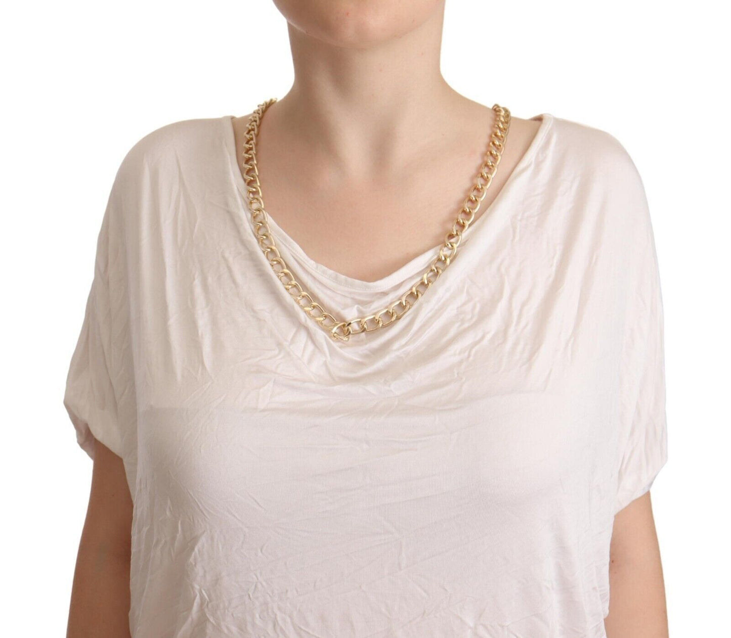 Guess By Marciano Weißes Kurzarm-T-Shirt mit Goldkette