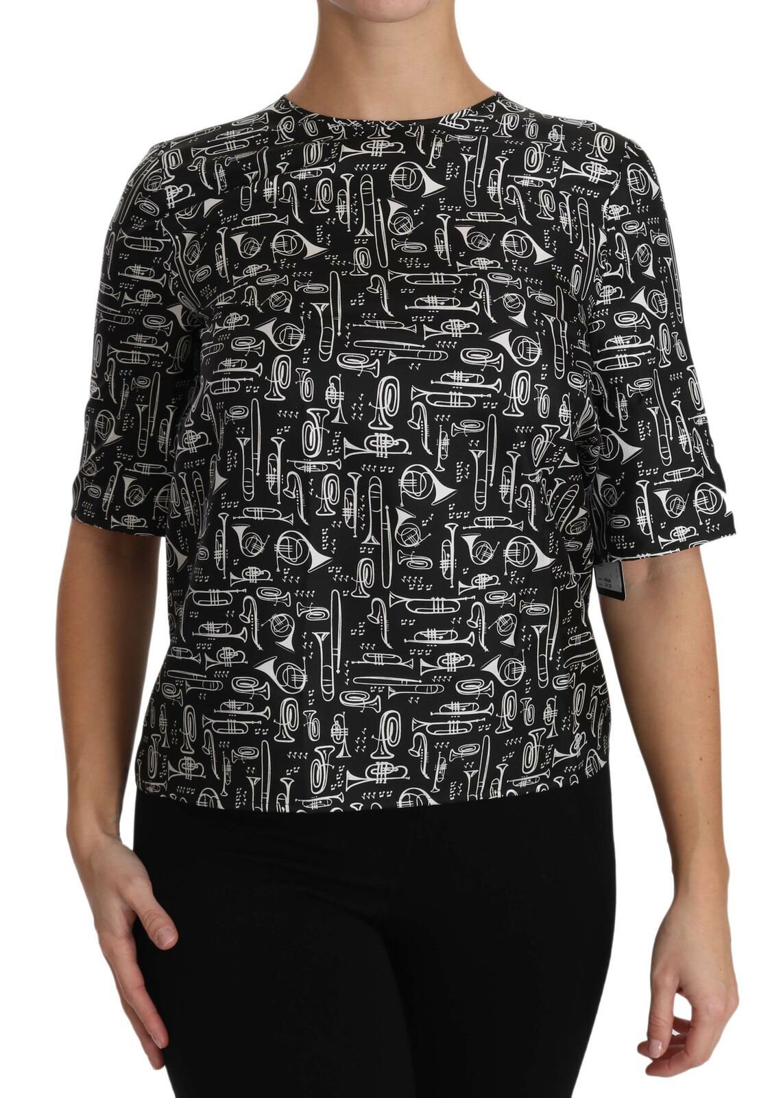 Dolce & Gabbana Exquisite silk blouse with trumpet print