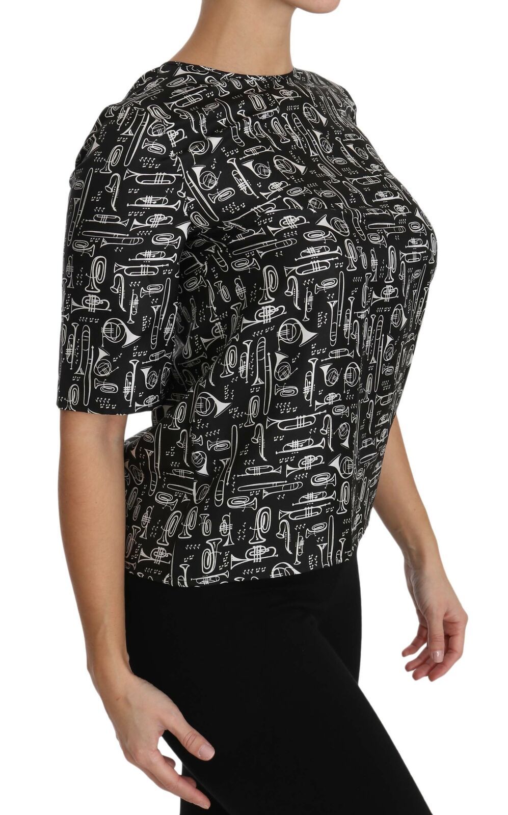 Dolce & Gabbana Exquisite silk blouse with trumpet print