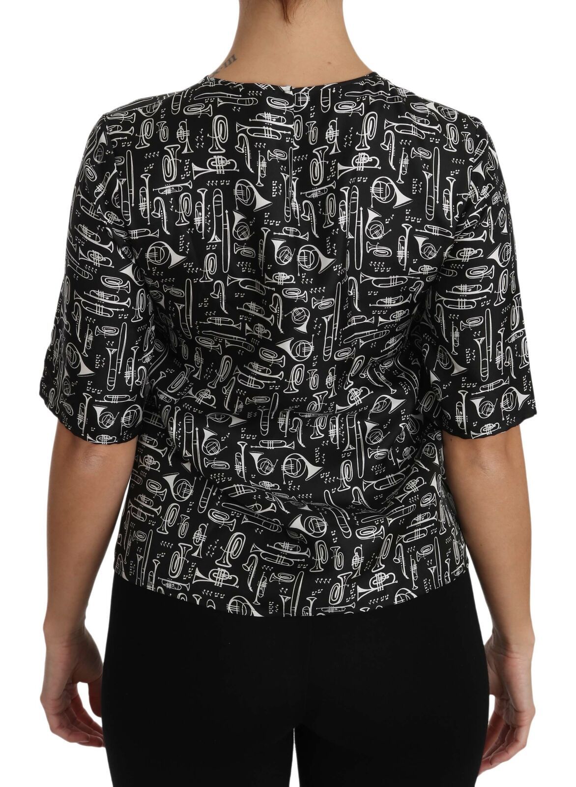 Dolce & Gabbana Exquisite silk blouse with trumpet print