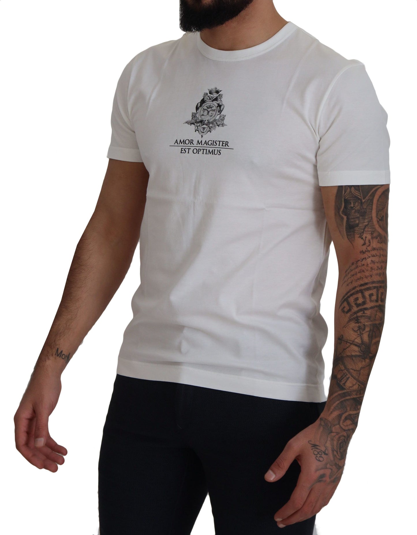 Dolce & Gabbana Weißes Logo-Baumwoll-T-Shirt von Amor Magister