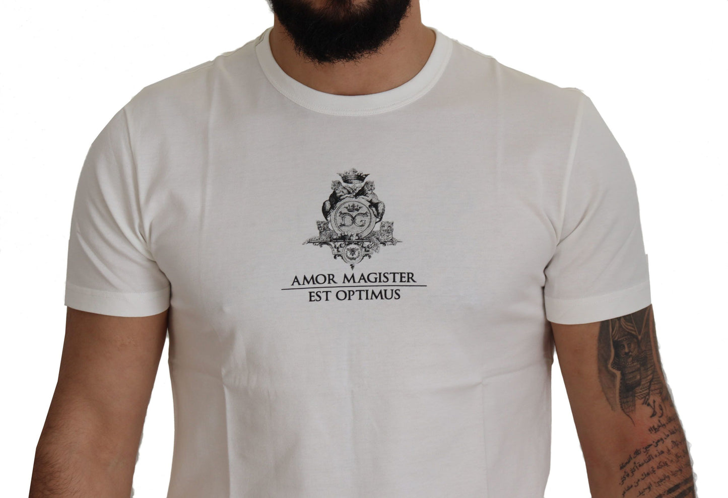 Dolce & Gabbana Weißes Logo-Baumwoll-T-Shirt von Amor Magister