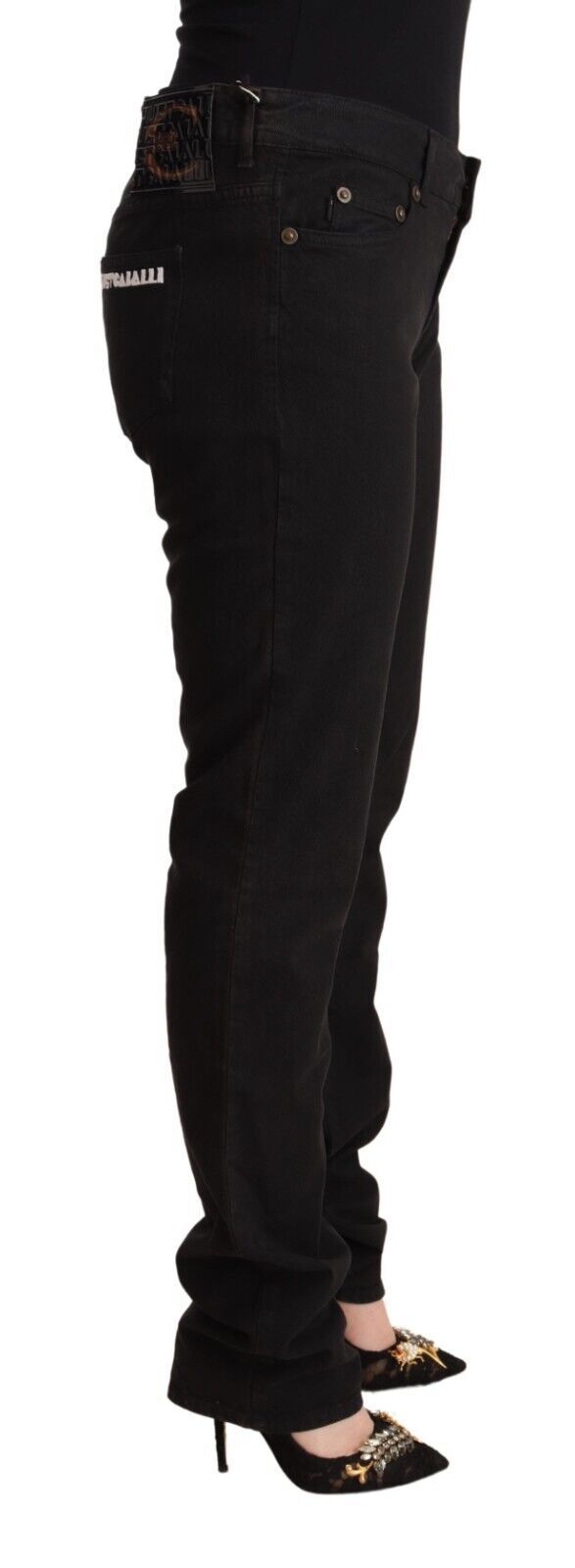 Just Cavalli Mid Waist Slim Fit Jeans in Black