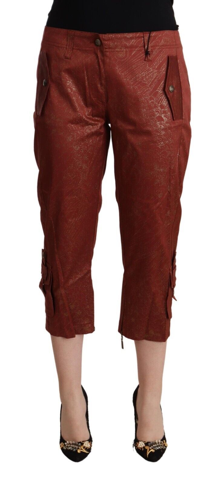 Just Cavalli Chic brown cotton cropped trousers