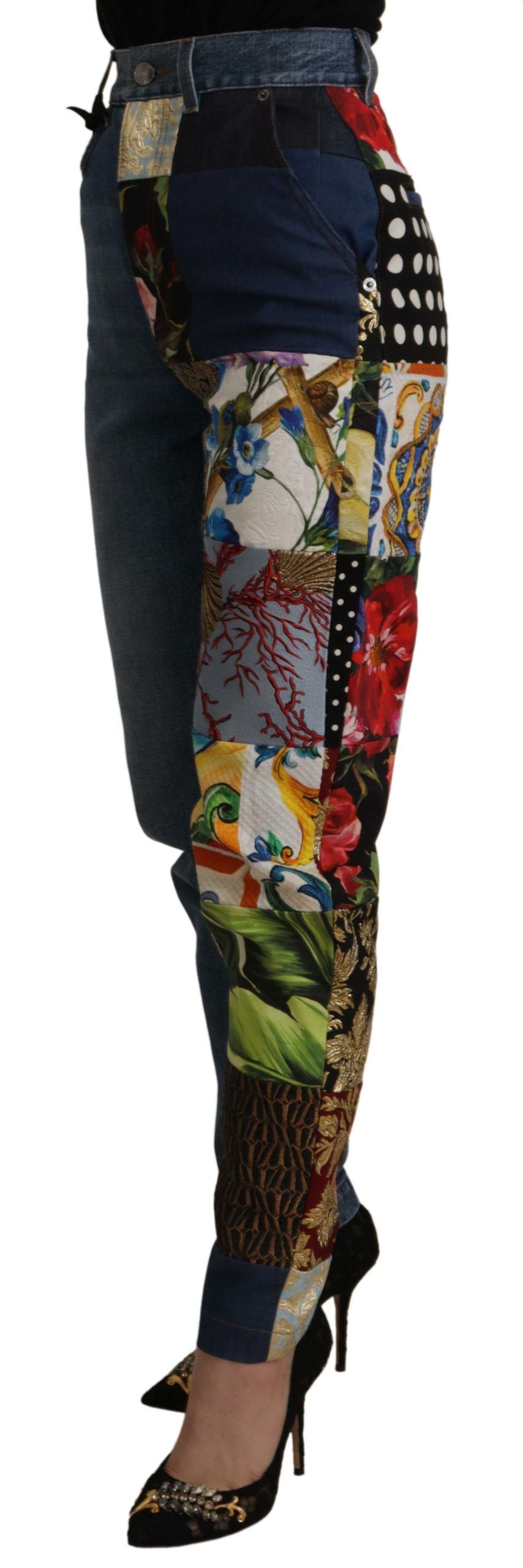 Dolce & Gabbana Relaxed Jeans in Jacquard Denim with Patchwork Pattern