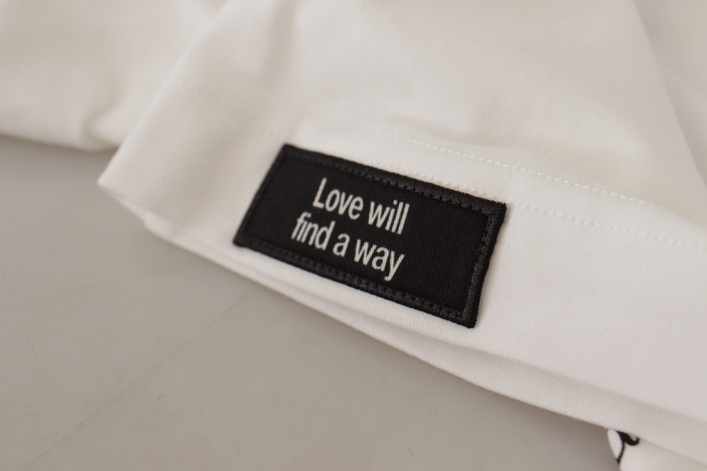 Dolce & Gabbana Weiß Schwarz Rosen Baumwoll-T-Shirt mit Rundhalsausschnitt