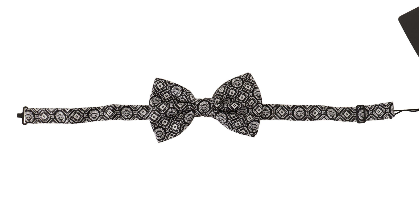 Dolce & Gabbana Schwarz weiß 100% Seide Verstellbare Papillon Krawatte