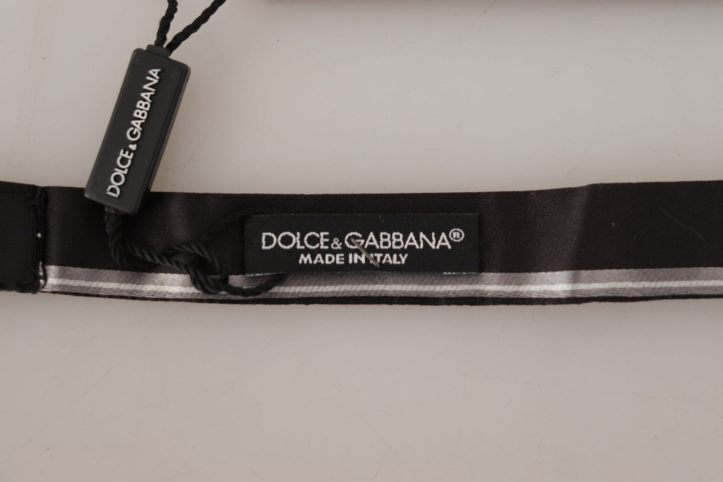 Dolce & Gabbana Schwarz Grau gefüttert 100% Seide Hals Papillon Krawatte