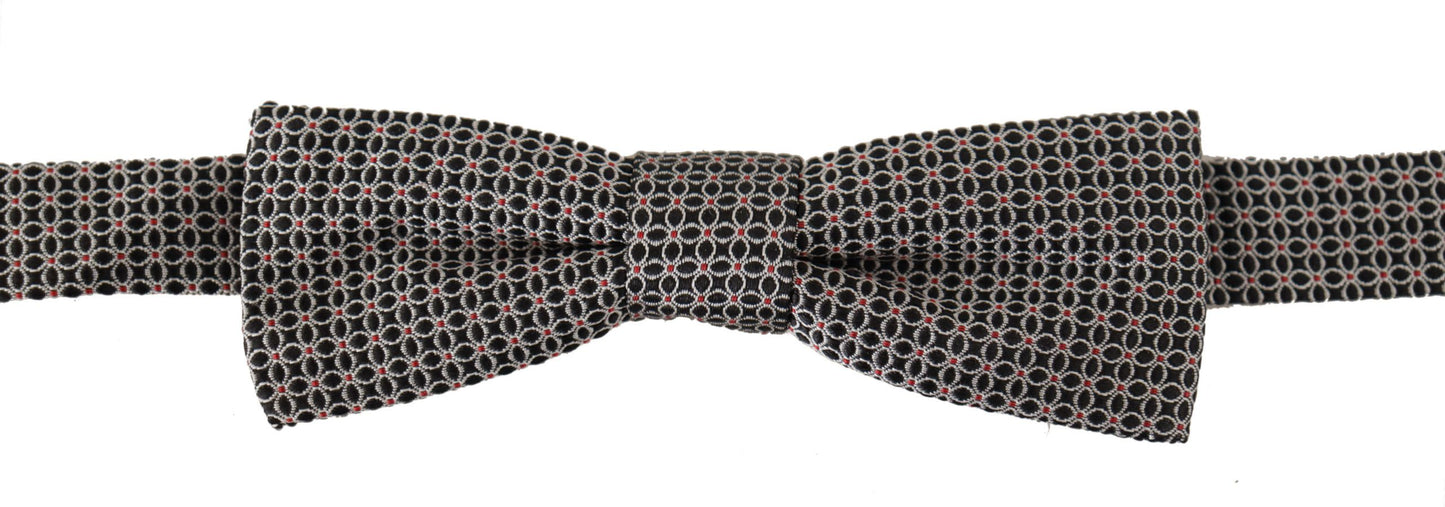 Dolce & Gabbana Schwarz Weiß Blumenmuster Seidenhalskrawatte Papillon