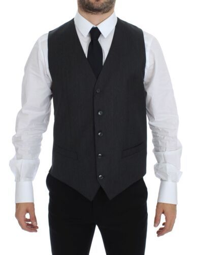 Dolce & Gabbana Elegant grey wool vest for formal occasions