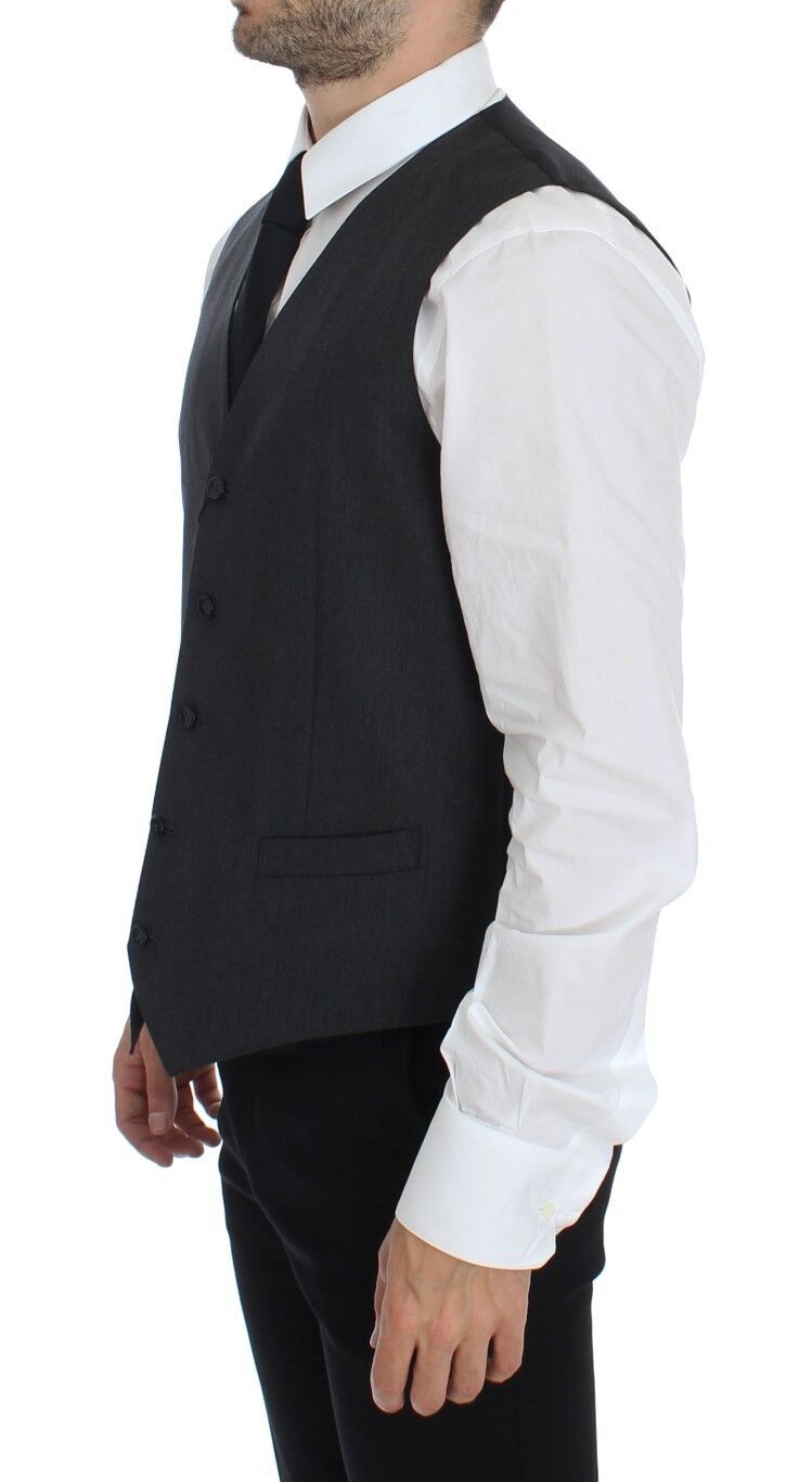 Dolce & Gabbana Elegant grey wool vest for formal occasions