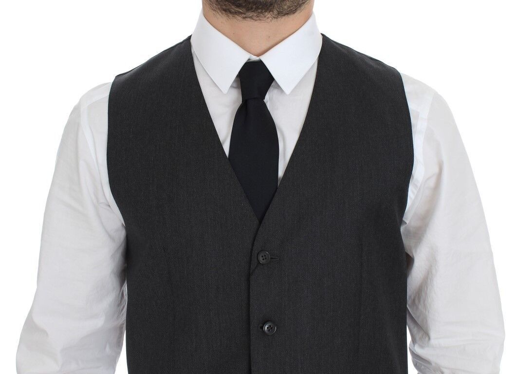 Dolce & Gabbana Elegant grey wool vest for formal occasions