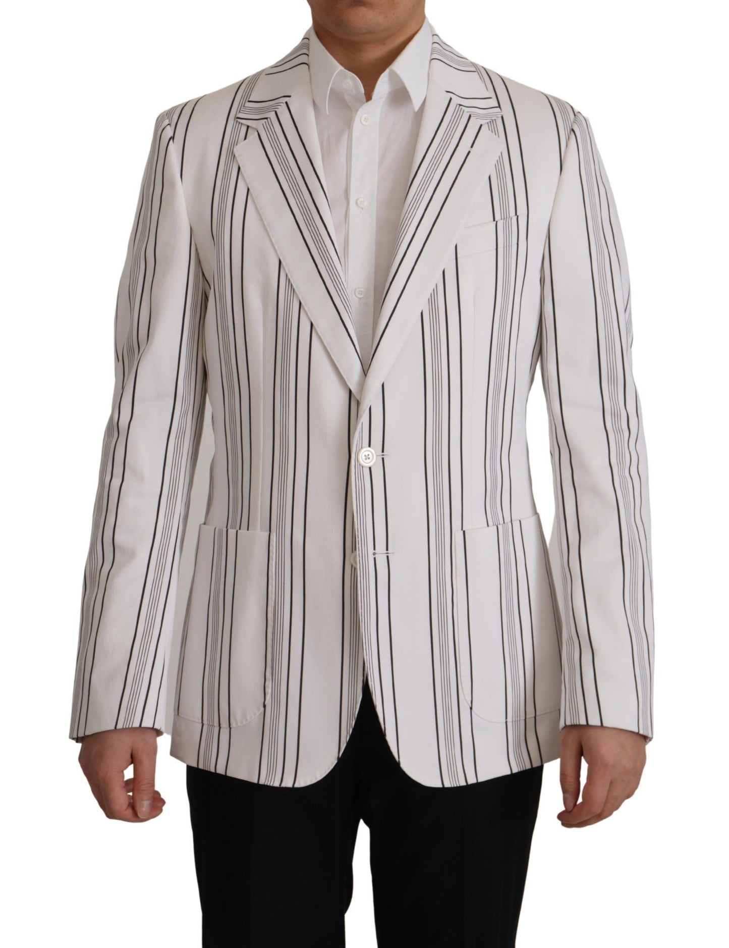 Dolce & Gabbana Elegant blazer in striped cotton blend