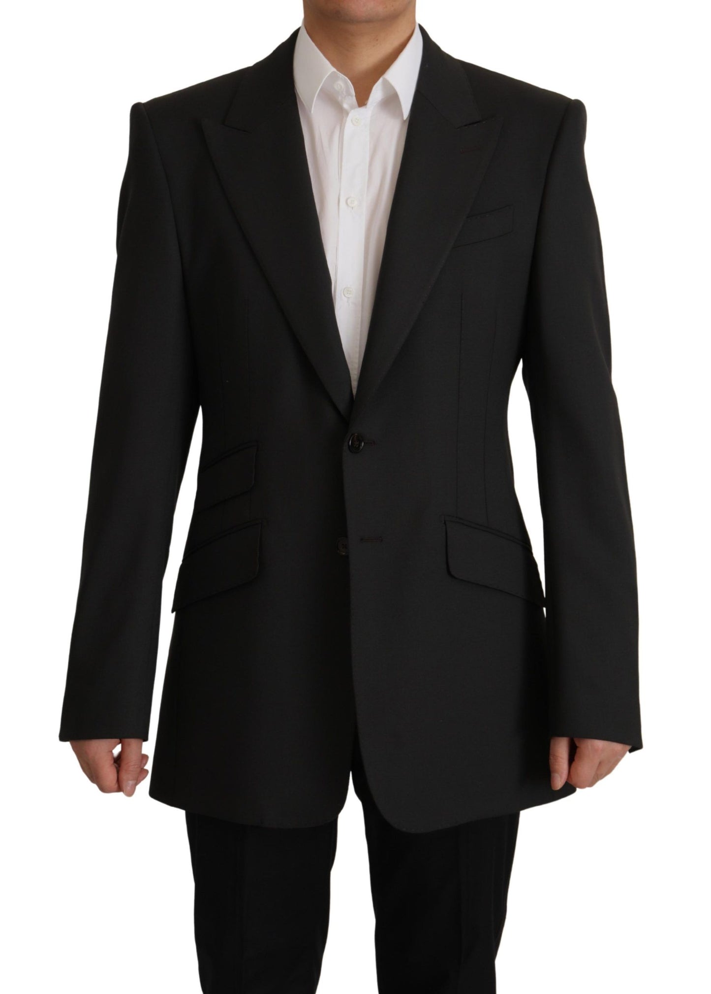 Dolce & Gabbana Elegant slim black wool blazer jacket