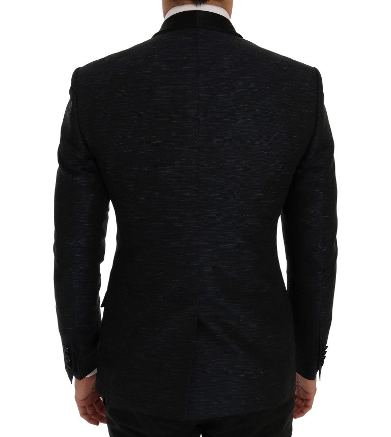 Dolce & Gabbana Elegant Blue-Black Slim Fit Suit Ensemble