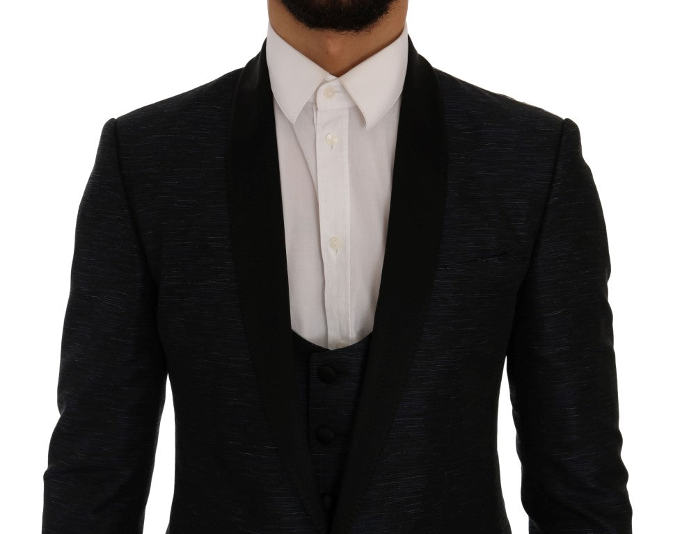Dolce & Gabbana Elegant Blue-Black Slim Fit Suit Ensemble
