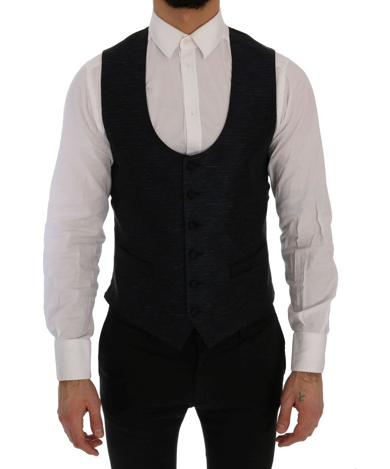 Dolce & Gabbana Elegant Blue-Black Slim Fit Suit Ensemble