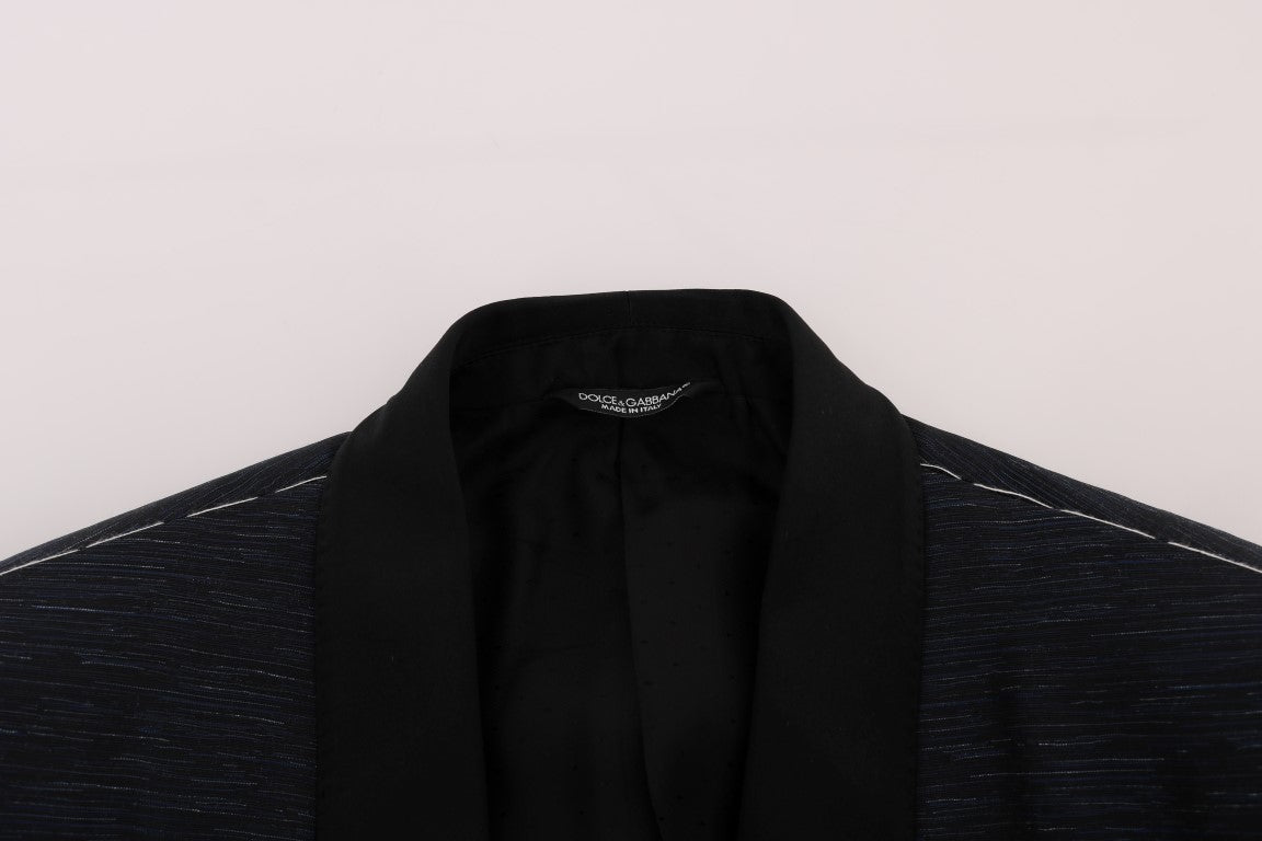 Dolce & Gabbana Elegant Blue-Black Slim Fit Suit Ensemble