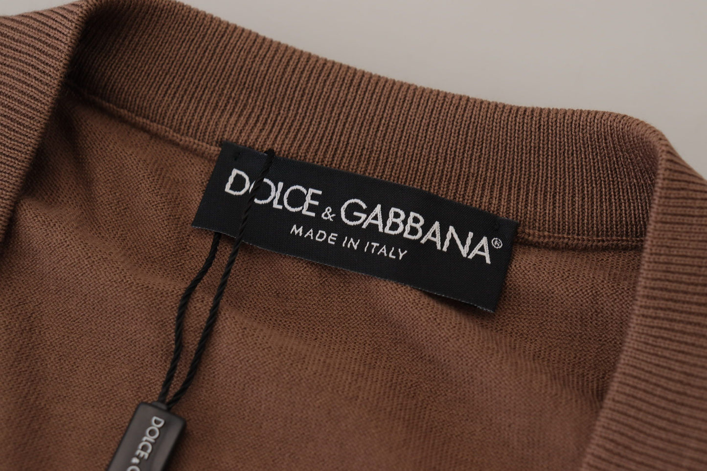 Dolce & Gabbana Brauner Pullover mit V-Ausschnitt aus Wolle für Männer