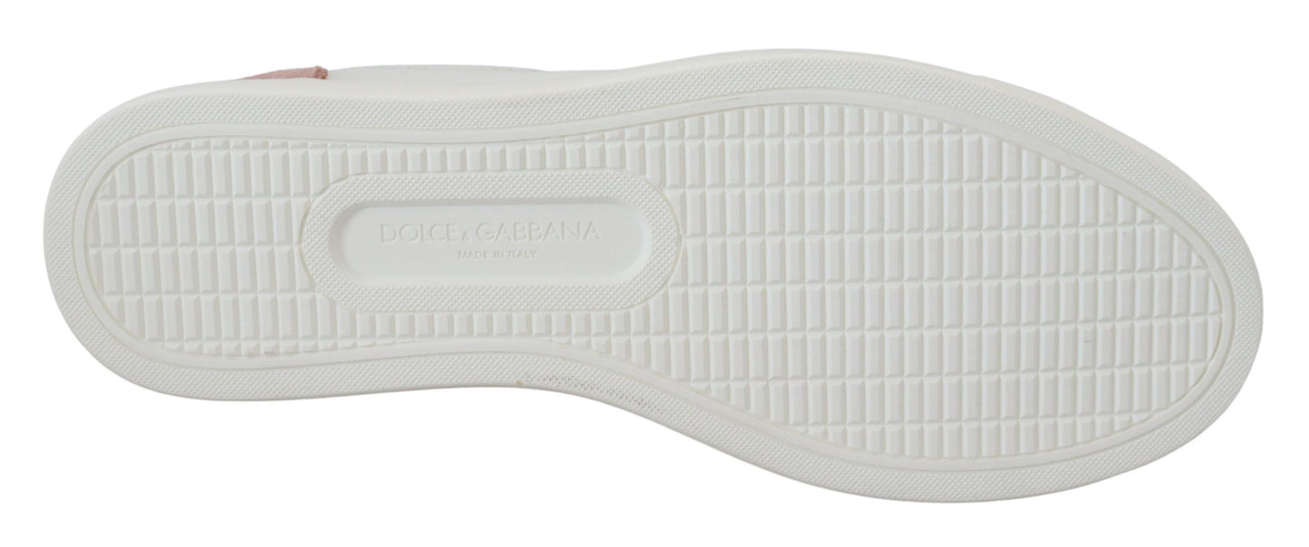 Dolce & Gabbana Chic low-top leather sneakers in white and pink
