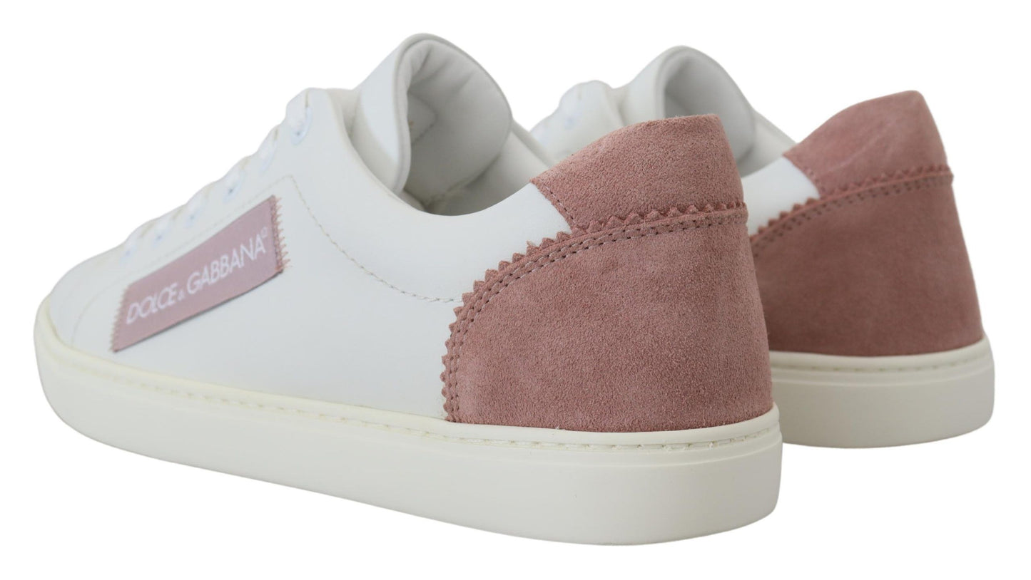 Dolce & Gabbana Chic low-top leather sneakers in white and pink