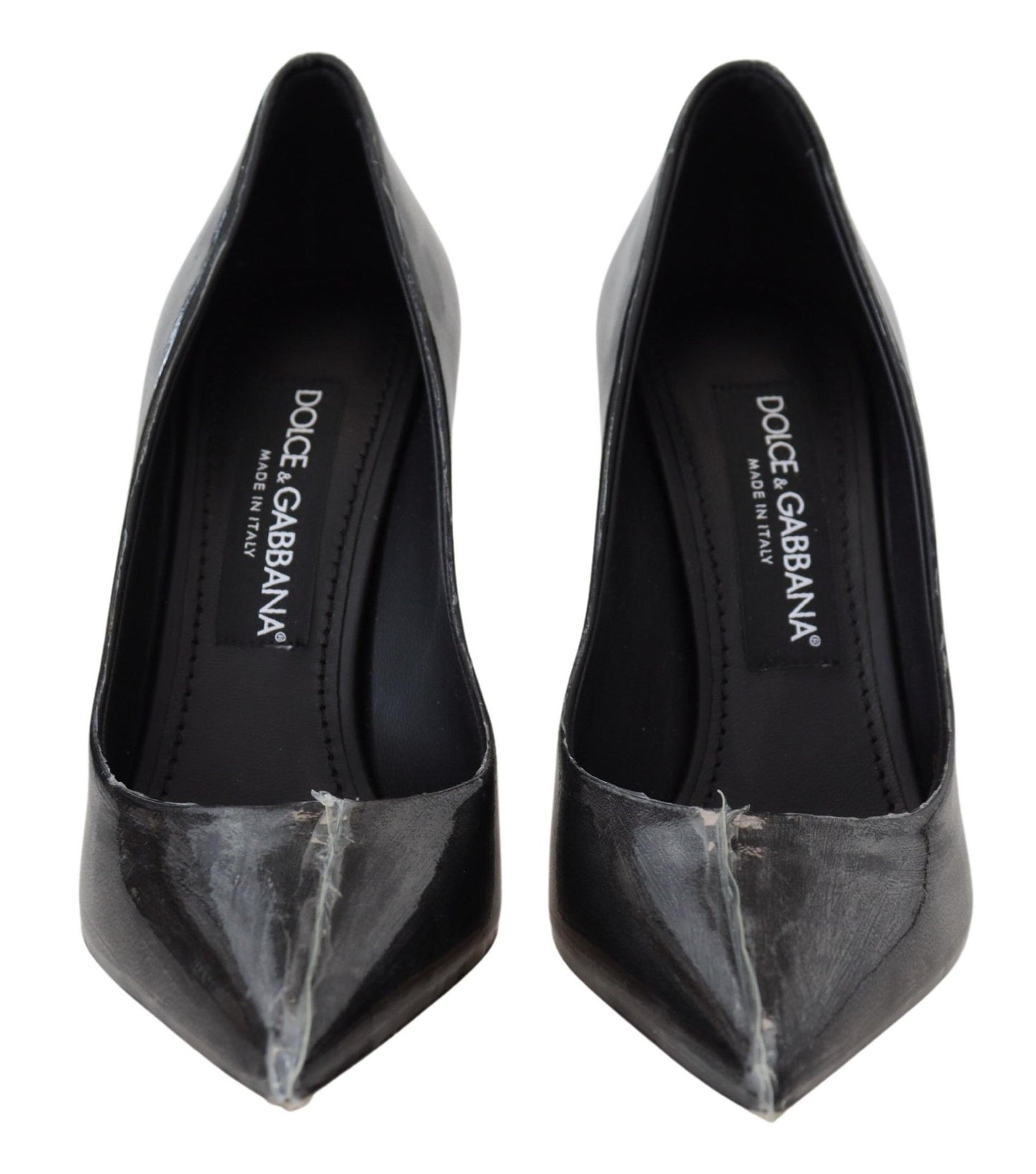Dolce & Gabbana Schwarze Lederabsätze Pumps Kunststoffummantelte Schuhe