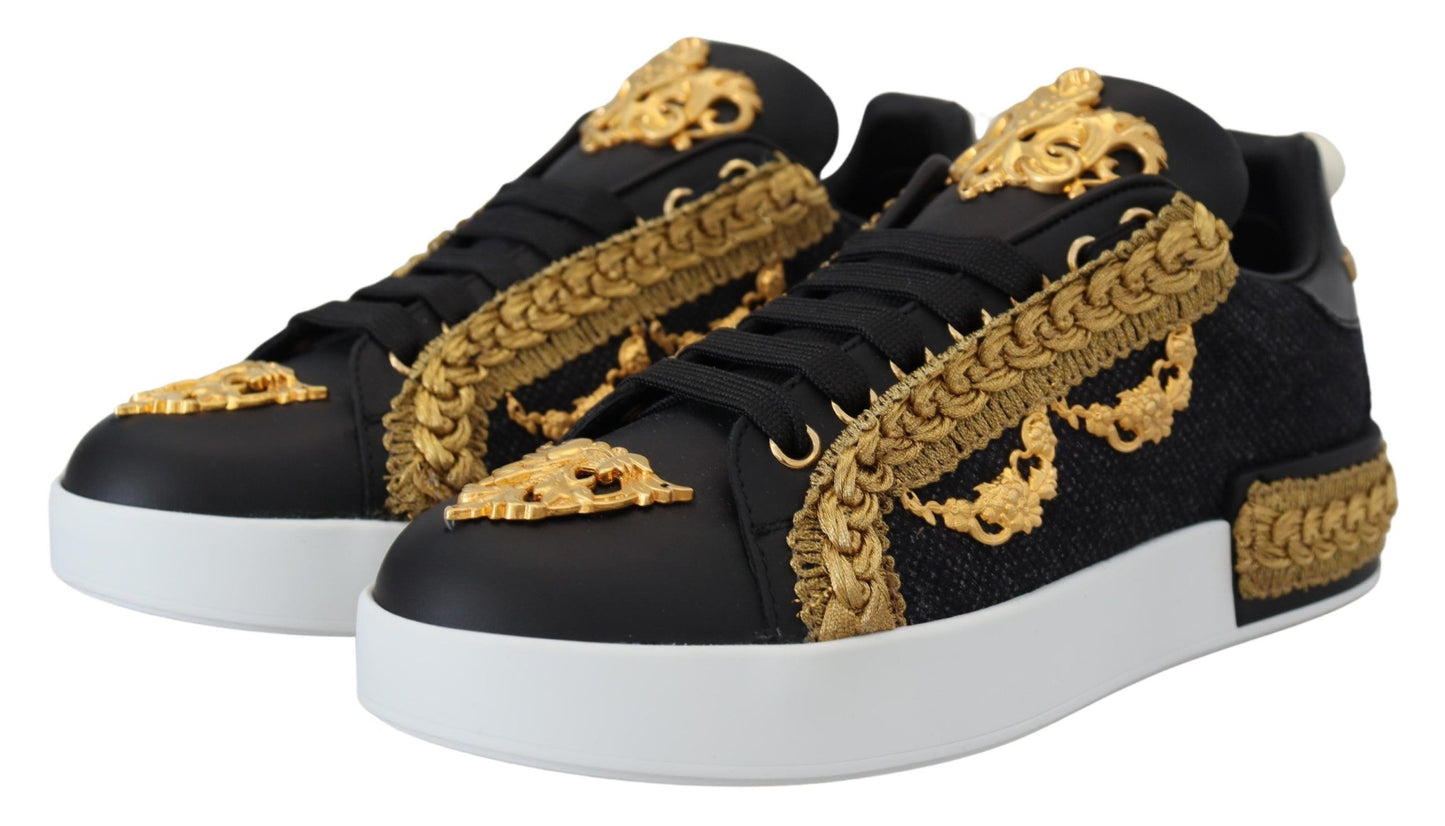 Dolce & Gabbana Elegant Portofino Sneakers made of leather in black