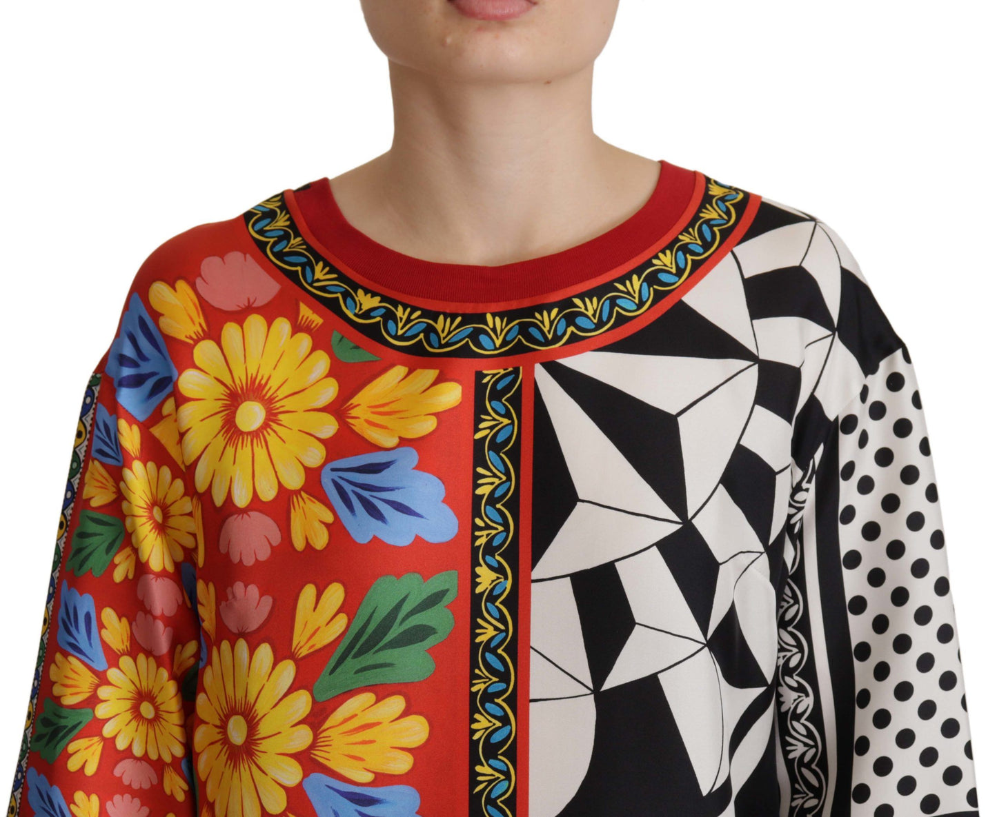 Dolce & Gabbana Mehrfarbig bedrucktes Barock Lose lange Ärmel