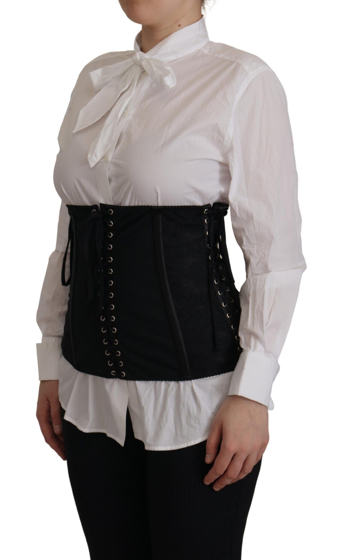 Dolce & Gabbana Schwarzes Korsett Gürtel Stretch Taille Riemen Top