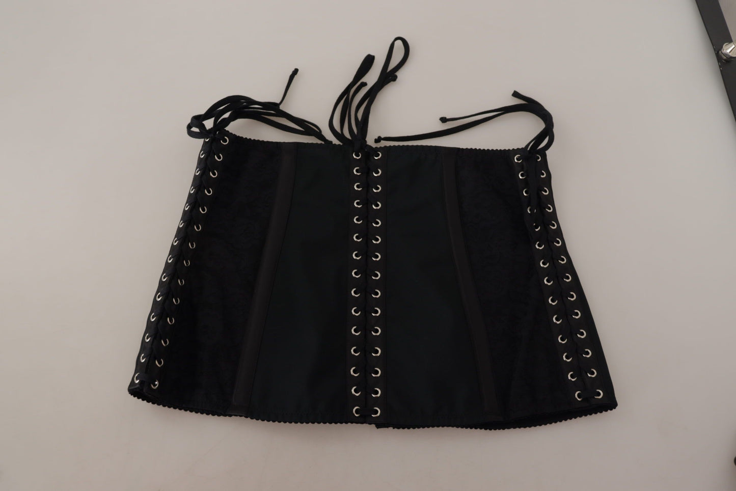 Dolce & Gabbana Schwarzes Korsett Gürtel Stretch Taille Riemen Top