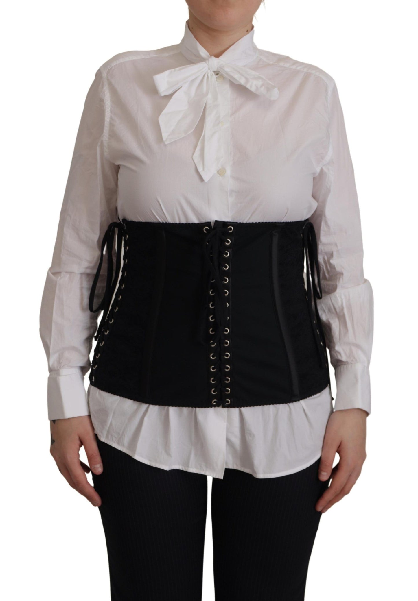 Dolce & Gabbana Schwarzes Korsett Gürtel Stretch Taille Riemen Top
