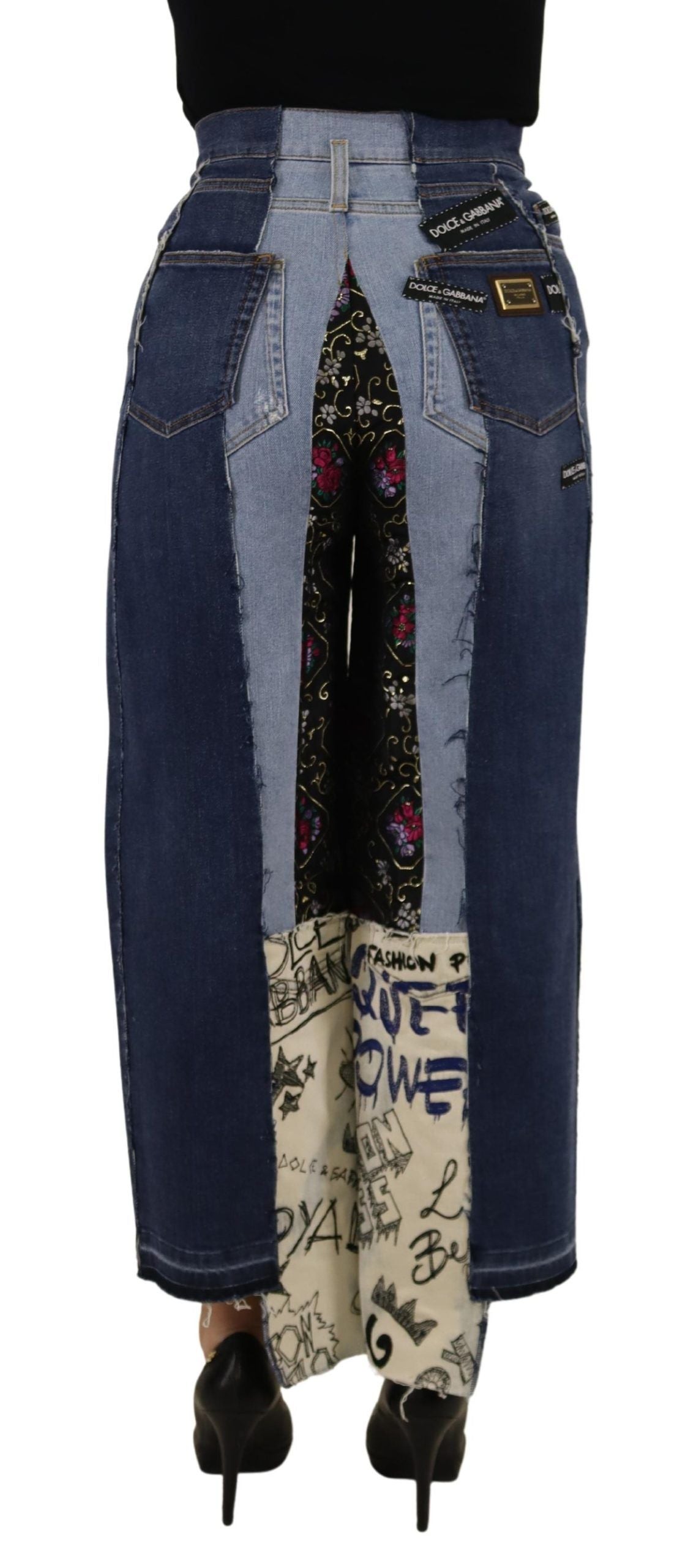 Dolce & Gabbana High Waist Wide Leg Jeans in Multicolor