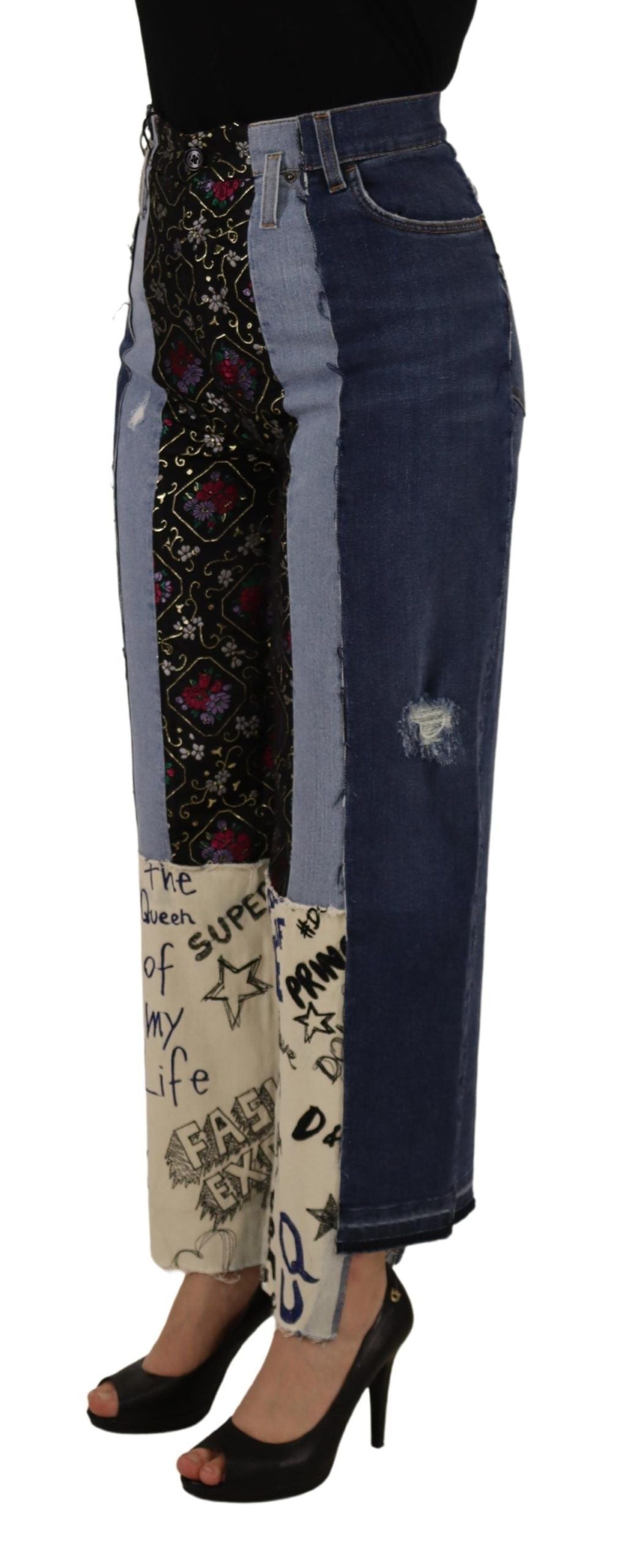 Dolce & Gabbana High Waist Wide Leg Jeans in Multicolor