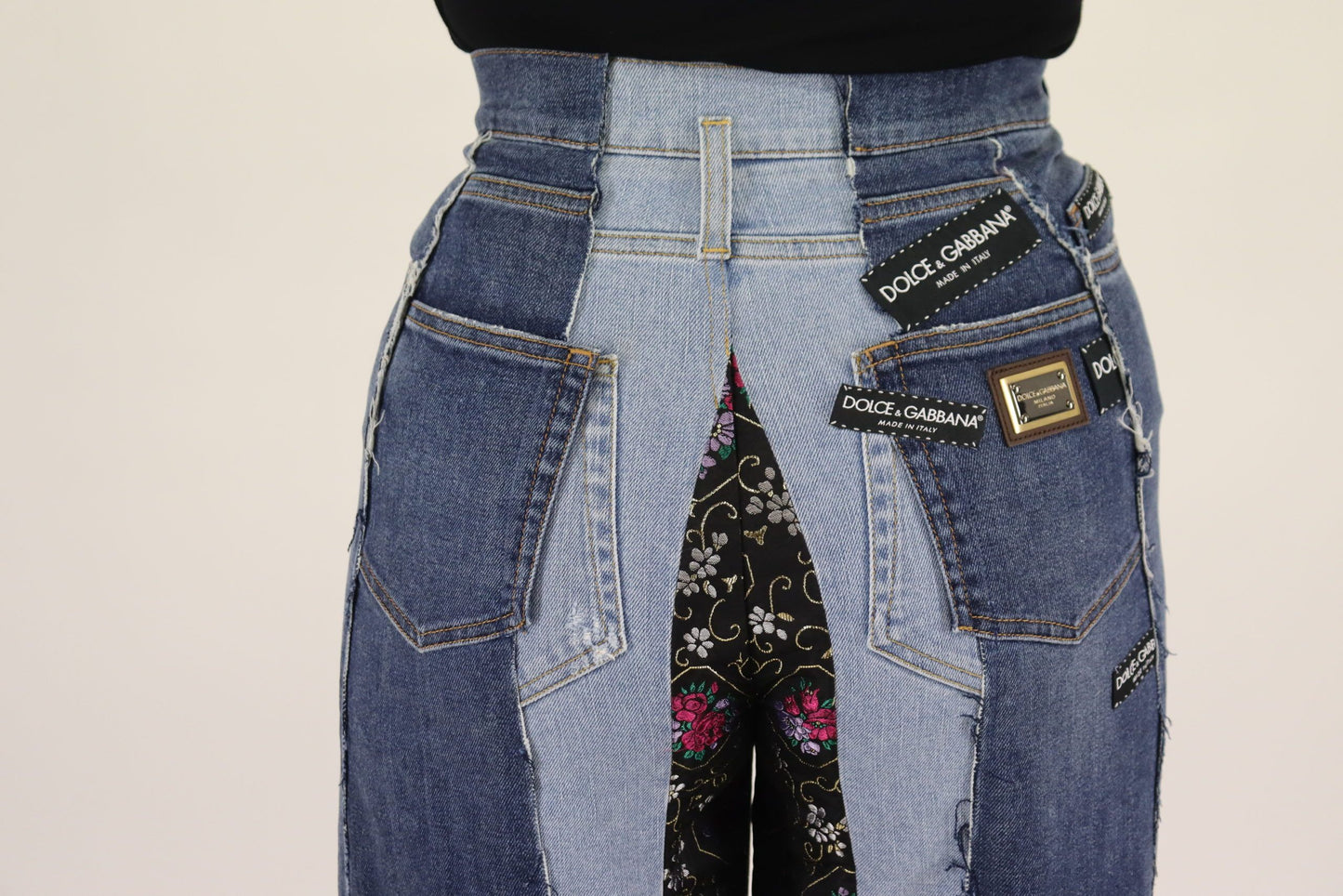 Dolce & Gabbana High Waist Wide Leg Jeans in Multicolor