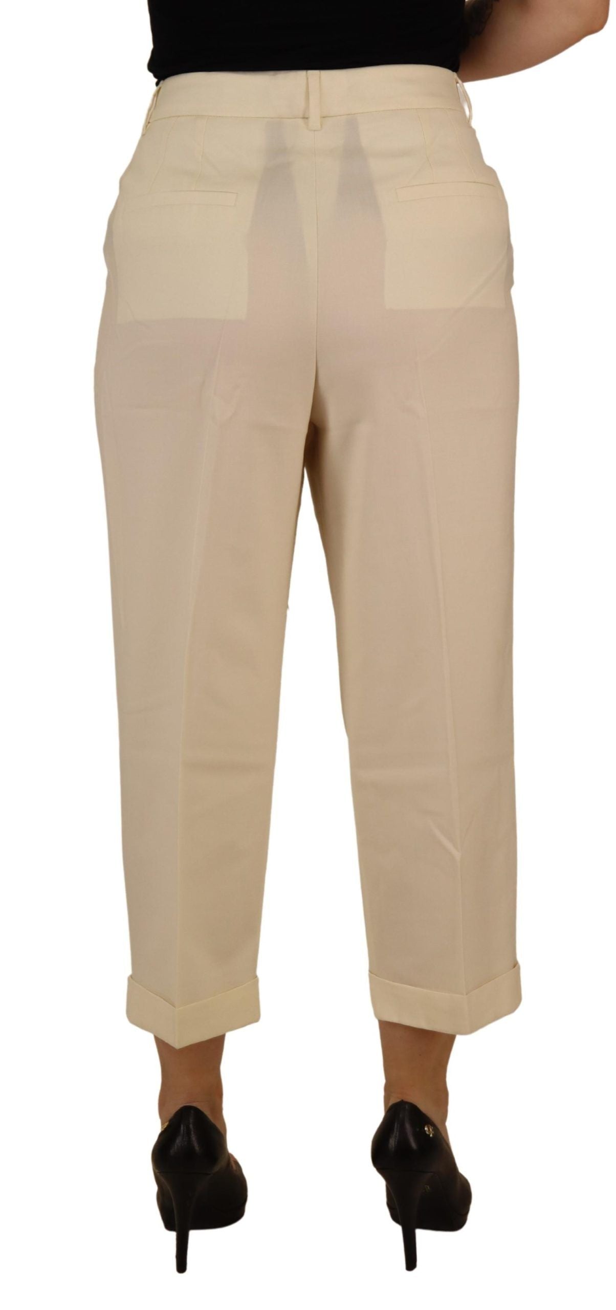 Dolce & Gabbana Elegant ivory wool high-waisted trousers